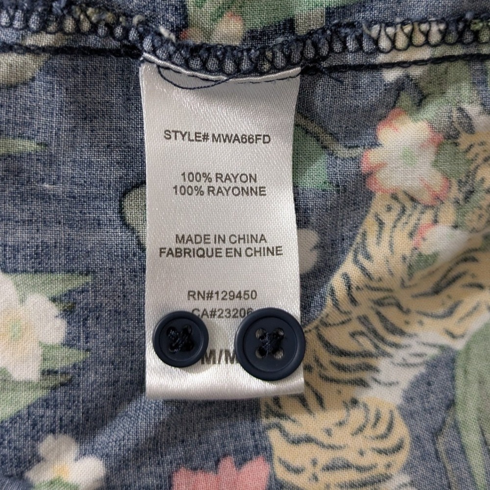 4th Dimension Mens Navy Button Down‎ Shirt Tigers Asia Hawaiian Size M - Picture 7 of 8